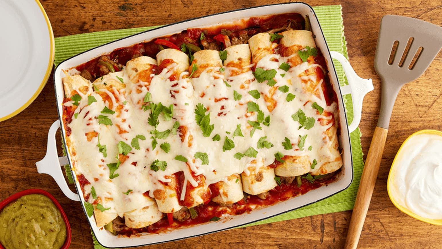 Smoky BBQ Pork Fajita Enchiladas